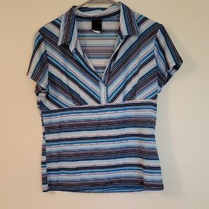 Stylish Striped V-Neck Blouse